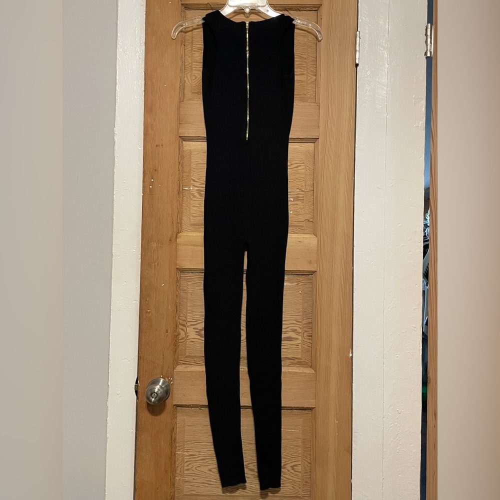 Fashion Nova Black Ribbed Zippered Jumpsuit - Picture 3 of 6